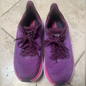 Hoka Purple Athletic Shoes Breathable Mesh Design